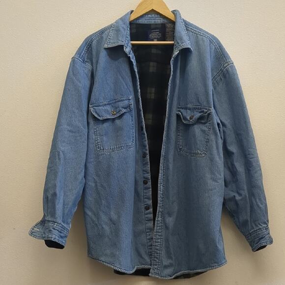 Faded Glory fleece lined cotton denim jacket size XL - Picture 1 of 6